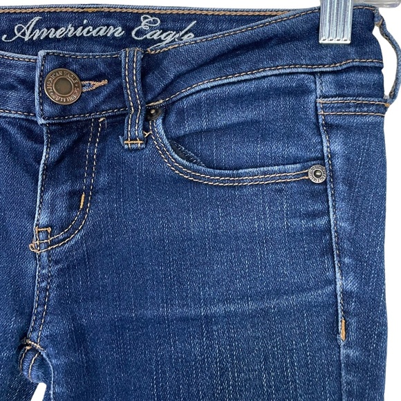 American Eagle Outfitters AEO Skinny Stretch Size 0 Dark Blue Wash 5-Pockets Low - Picture 8 of 14
